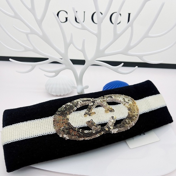 NWT Gucci Sequin GG Embellished Wool Headband Size M (57cm) - Picture 3 of 13